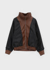 Formless high-neck leather jumper