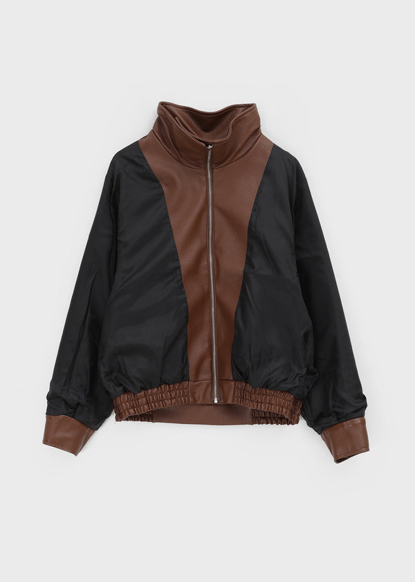 Formless high-neck leather jumper