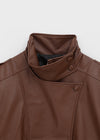 Formless high-neck leather jumper