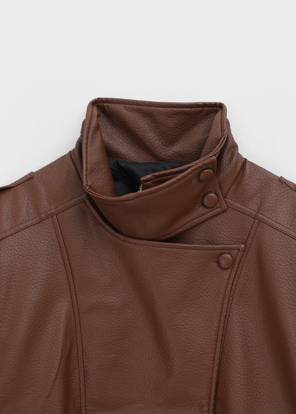 Formless high-neck leather jumper