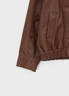 Formless high-neck leather jumper