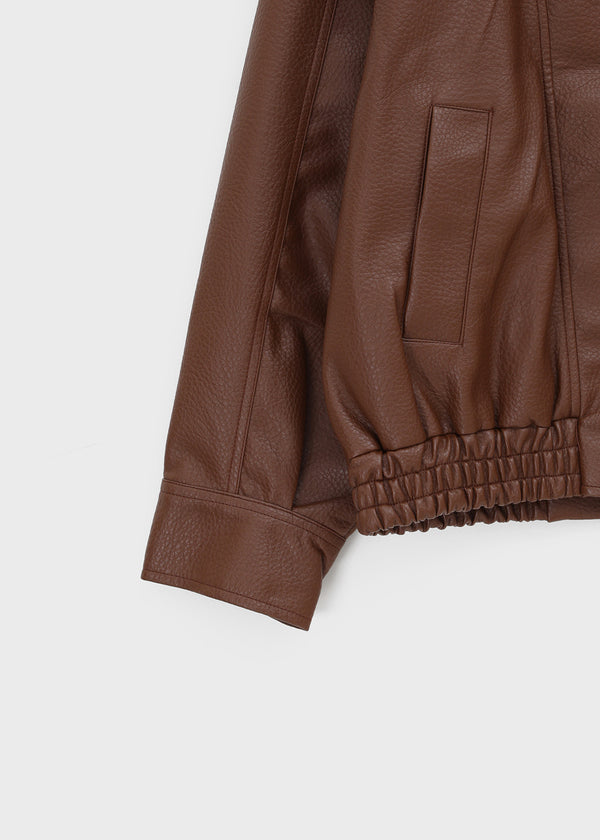 Formless high-neck leather jumper