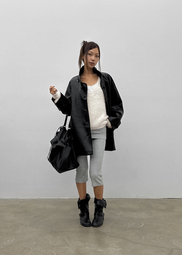Volk High-Neck Half Leather Jacket