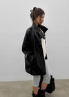 Volk High-Neck Half Leather Jacket
