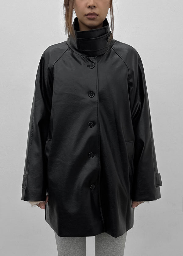 Volk High-Neck Half Leather Jacket