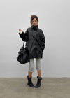 Volk High-Neck Half Leather Jacket