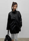 Volk High-Neck Half Leather Jacket