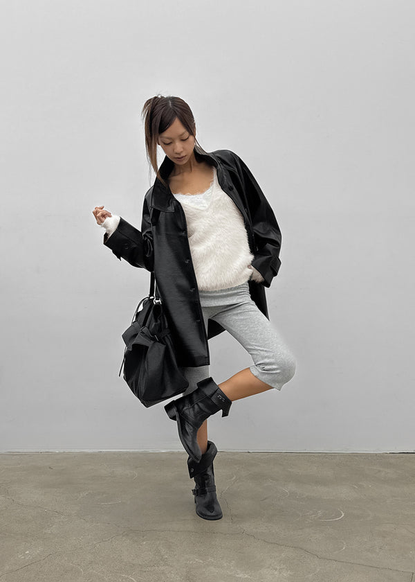 Volk High-Neck Half Leather Jacket