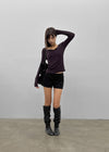 Geureoji ribbed U-neck Tencel long-sleeve shirt