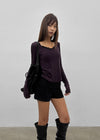 Geureoji ribbed U-neck Tencel long-sleeve shirt