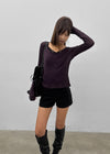 Geureoji ribbed U-neck Tencel long-sleeve shirt