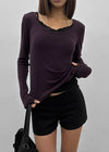 Geureoji ribbed U-neck Tencel long-sleeve shirt