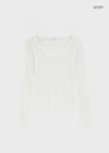 Geureoji ribbed U-neck Tencel long-sleeve shirt