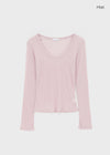 Geureoji ribbed U-neck Tencel long-sleeve shirt