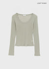 Geureoji ribbed U-neck Tencel long-sleeve shirt