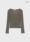 Geureoji ribbed U-neck Tencel long-sleeve shirt