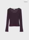 Geureoji ribbed U-neck Tencel long-sleeve shirt