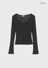 Geureoji ribbed U-neck Tencel long-sleeve shirt