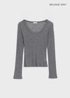 Geureoji ribbed U-neck Tencel long-sleeve shirt