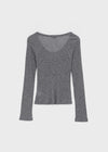 Geureoji ribbed U-neck Tencel long-sleeve shirt