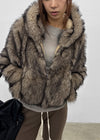 Daus Crop Hooded Fur Jacket