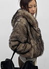 Daus Crop Hooded Fur Jacket