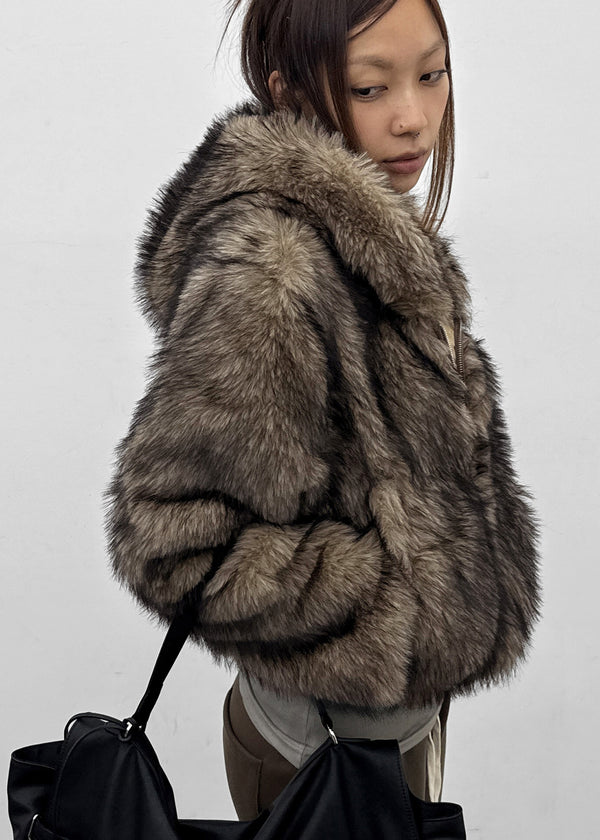 Daus Crop Hooded Fur Jacket