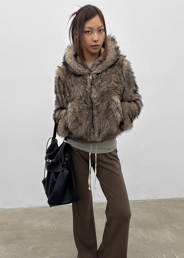 Daus Crop Hooded Fur Jacket