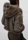Daus Crop Hooded Fur Jacket