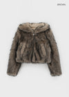 Daus Crop Hooded Fur Jacket