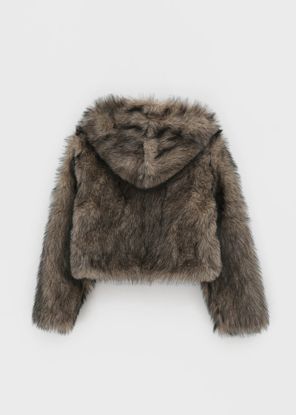 Daus Crop Hooded Fur Jacket