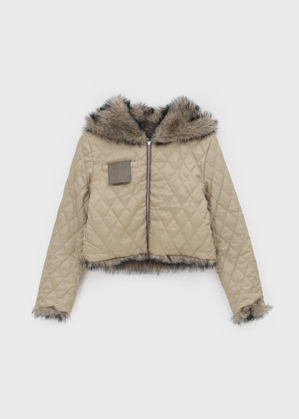 Daus Crop Hooded Fur Jacket