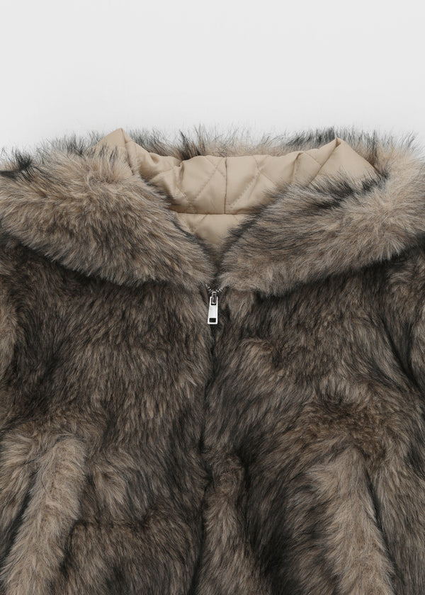 Daus Crop Hooded Fur Jacket
