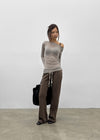 Rachi See-through Asymmetrical Tencel Long Sleeve Tee