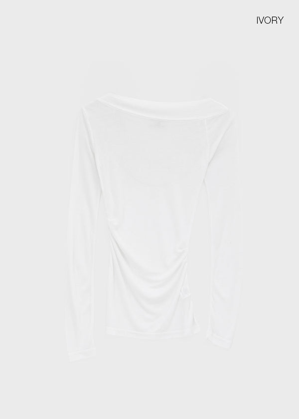 Rachi See-through Asymmetrical Tencel Long Sleeve Tee