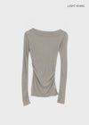 Rachi See-through Asymmetrical Tencel Long Sleeve Tee