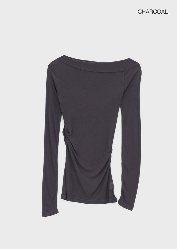 Rachi See-through Asymmetrical Tencel Long Sleeve Tee