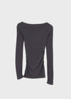 Rachi See-through Asymmetrical Tencel Long Sleeve Tee