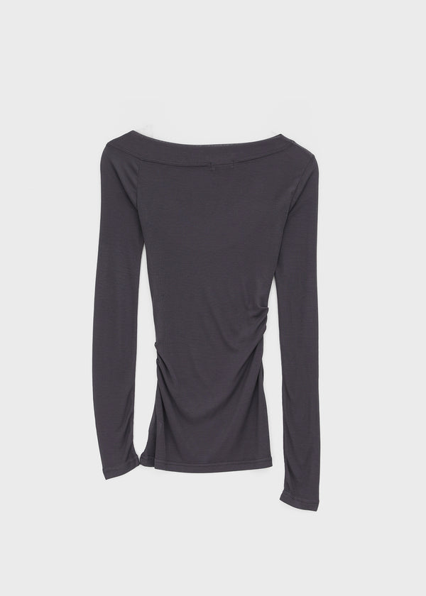 Rachi See-through Asymmetrical Tencel Long Sleeve Tee