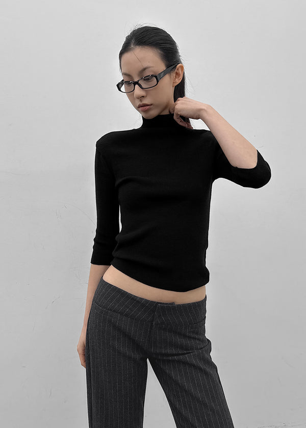 Pounon 3/4 length high neck knit