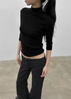 Pounon 3/4 length high neck knit