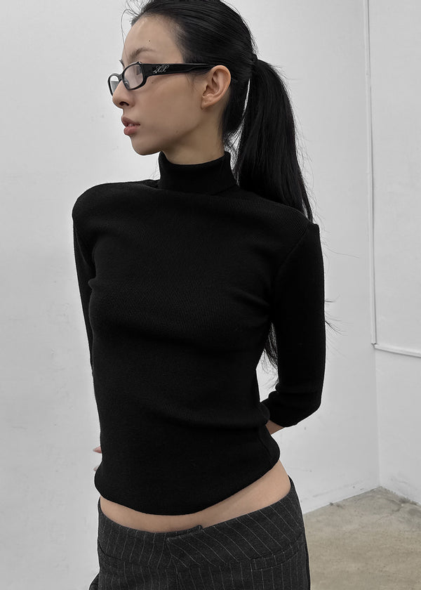 Pounon 3/4 length high neck knit