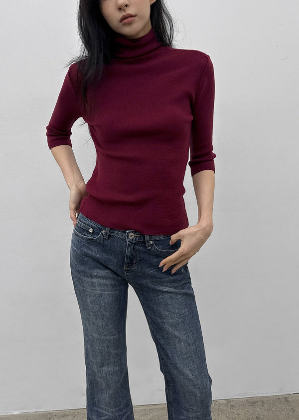 Pounon 3/4 length high neck knit