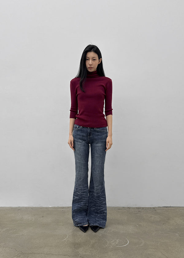 Pounon 3/4 length high neck knit