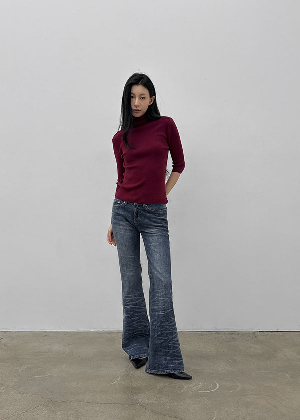 Pounon 3/4 length high neck knit