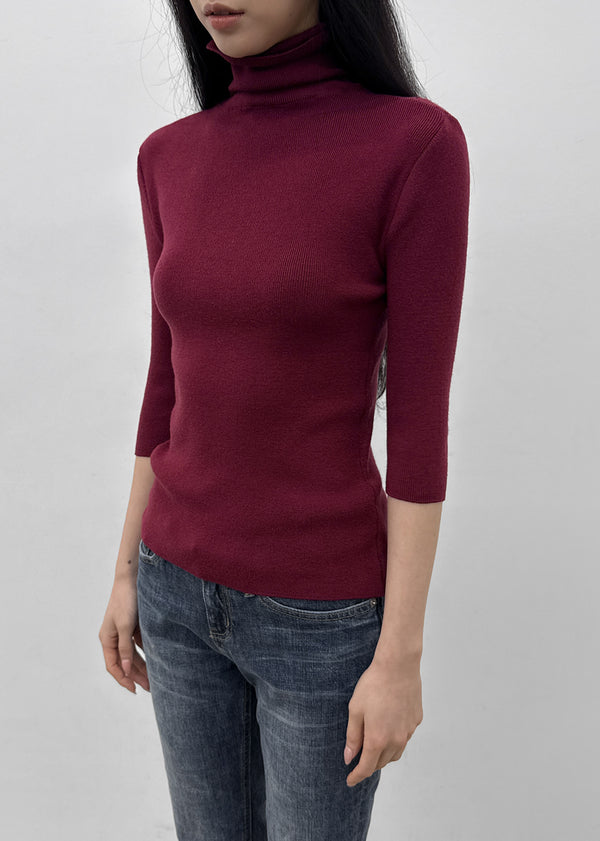 Pounon 3/4 length high neck knit