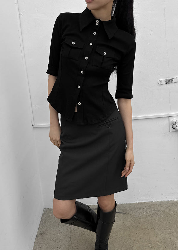 Kansha Low-waist Pocket Midi Skirt