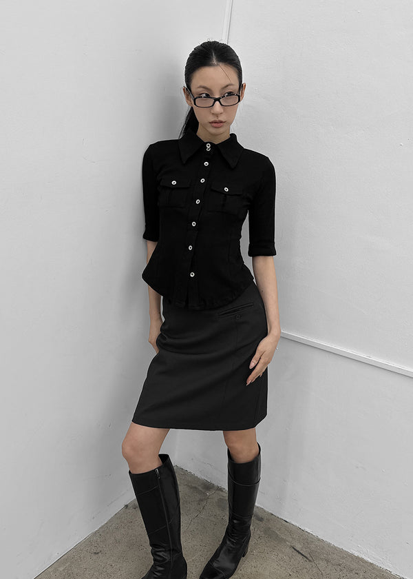 Kansha Low-waist Pocket Midi Skirt