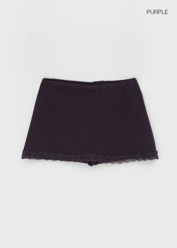 Picut lace mini skirt pants