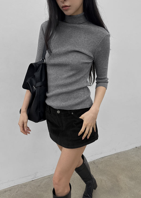 Pounon 3/4 length high neck knit